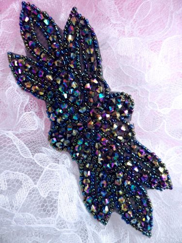 JB162 Peacock Beaded Flower Applique Floral Iron On 6