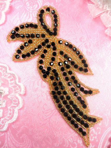 JB167 Designer Black And Gold Beaded Applique 6\