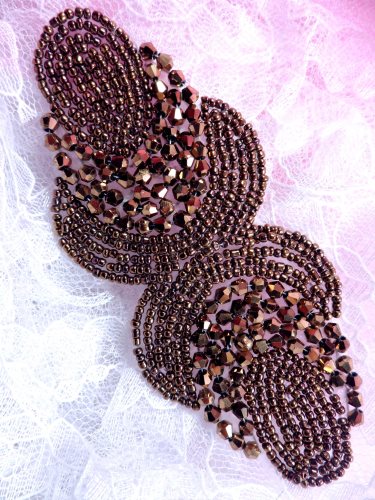 JB168 Designer Eyes Bronze Beaded Applique 5\