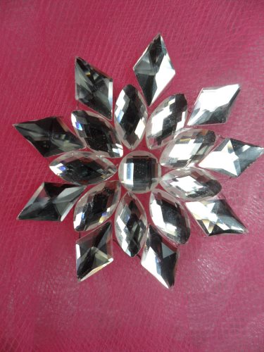 JB192 Crystal Clear Rhinestone Jewel Snowflake Iron on Applique 1.75\