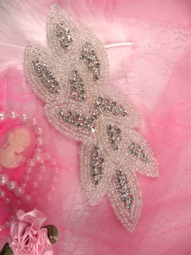 JB2 Crystal Clear Rhinestone Silver Beaded Applique 6
