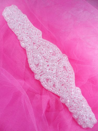 JB202 Beaded Applique Crystal Glass Designer Victorian Patch Motif  8.5\