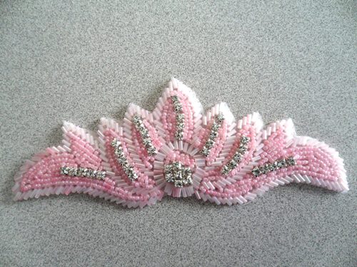 JB204 Applique Rhinestone Two Tone Light Pink Beaded 6.5\