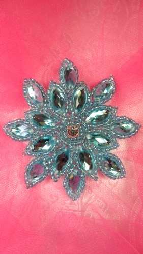 JB219 Applique Turquoise Snowflake Jewel Beaded 3\