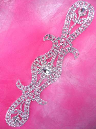 JB223 Silver Crystal Rhinestone Applique Embellishment 9\