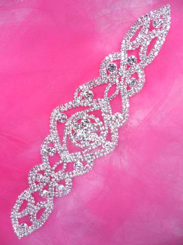 JB224 Silver Crystal Rhinestone Applique Embellishment 8.25\