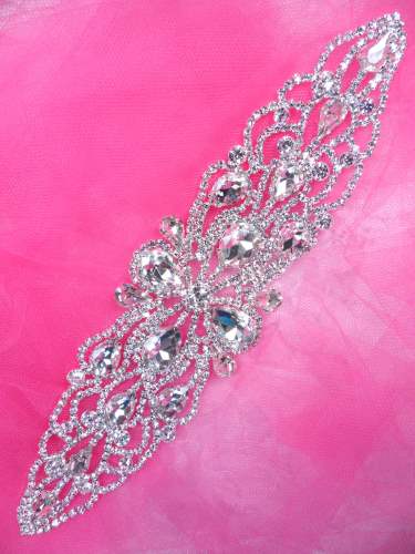 JB228 Silver Crystal Rhinestone Applique Embellishment 8.5\