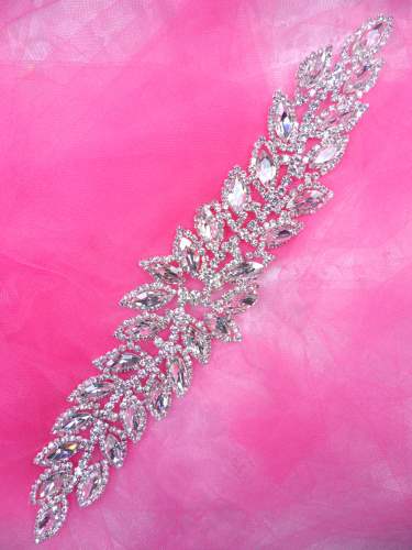 JB230 Silver Crystal Rhinestone Applique Embellishment 10.25\