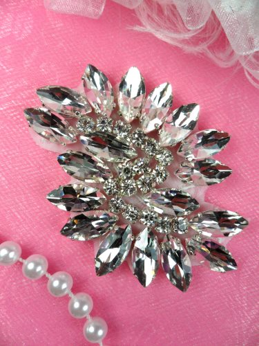JB234 Glass Rhinestone Applique Crystal Marquise Swirl 2.5