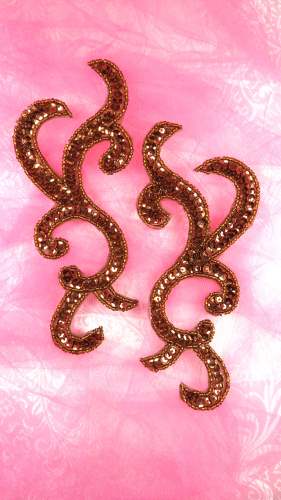 JB240 Bronze Scroll Designer Sequin Appliques Mirror Pair 6.75