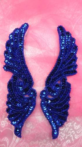 JB241 Mirror Pair Blue Wings Designer Sequin Appliques 7\