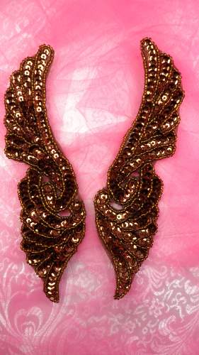 JB241 Bronze Wings Designer Sequin Appliques Mirror Pair 7\