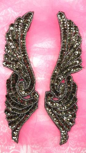 JB241 Smoke Wings Designer Sequin Appliques Mirror Pair 7\