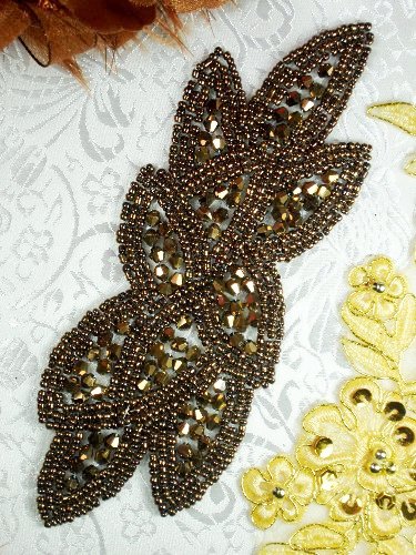 JB31 Bronze Designer Beaded Cluster Applique 6