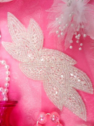 JB31 ALL BEADS Aurora Borealis Crystal AB Designer Glass Beaded Applique 6