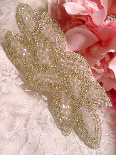 JB31 Aurora Borealis Crystal AB Silver Beaded Applique 6