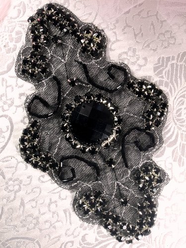 JB42 Cassandra Black Silver Beaded Applique 5.75