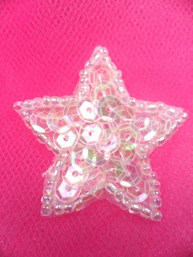 JB71 1.5 Crystal Aurora Borealis Star Applique Sequin Beaded