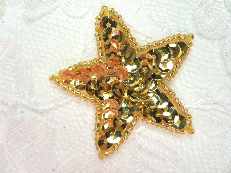 2 inch Gold Star Sequin Beaded Applique