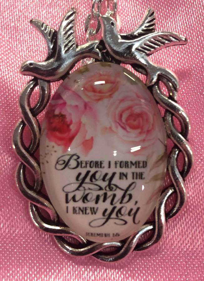 Scripture Necklace Before I Formed You In The Womb I Knew You Dove Pendant Inspirational Christian Jewelry w/ Silver Chain JW191