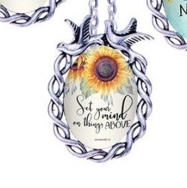 Scripture Necklace Set Your Mind On Things Above Dove Pendant Inspirational Christian Jewelry w/ Silver Chain JW204