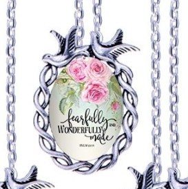 Scripture Necklace Fearfully And Wonderfully Made Dove Pendant Inspirational Christian Jewelry w/ Silver Chain JW208