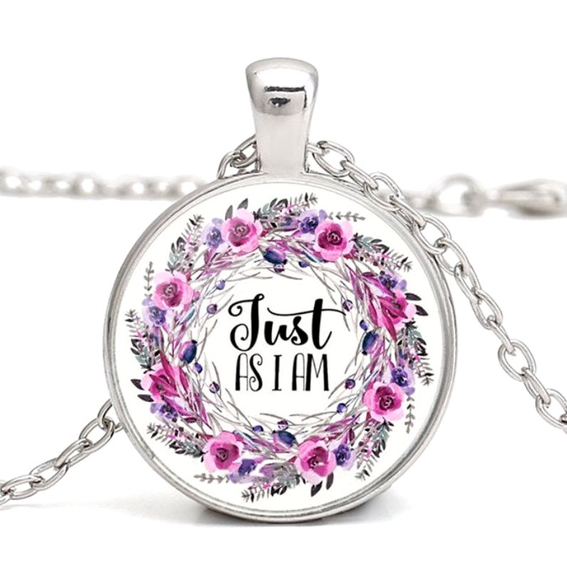 Necklace Pendant A Call To Salvation Hymn Just As I Am Written By Charlotte Elliot Silver JW342