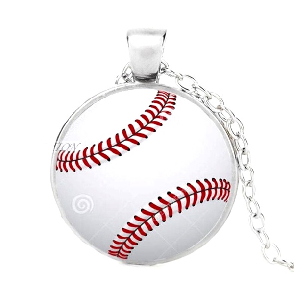 Baseball Sports Pendant Necklace Fashion Costume Jewelry with Silver Chain