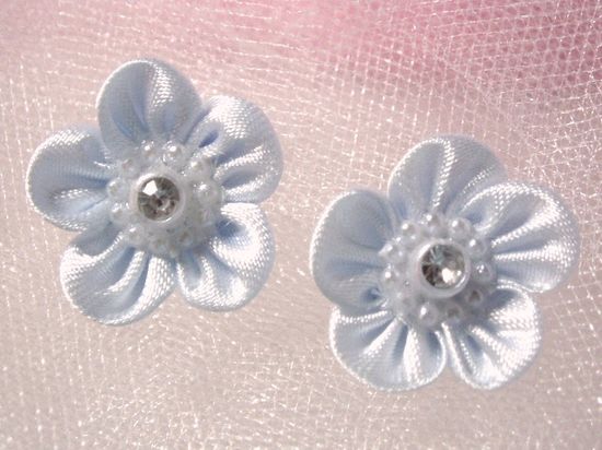 L15 Set of 2 Light Blue Rhinestone Flower Applique