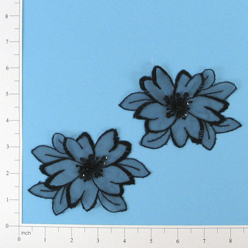 E2728  Black Floral Venice Lace Appliques 4.75