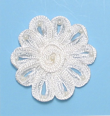 E3712  Ivory Flower Corded Lace Applique 3