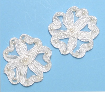 E3713  Ivory Flower Corded Lace Mirror Pair Appliques 2.25\