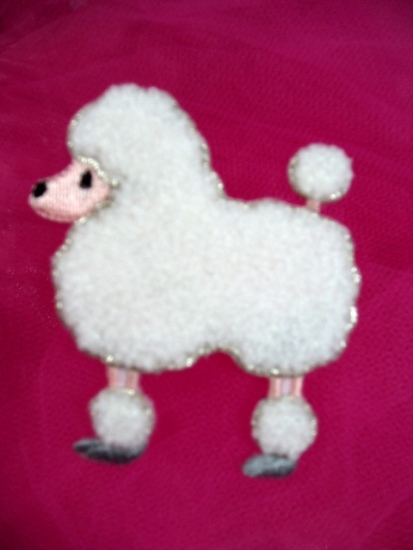 C721005  Chenille Iron on White Poodle Dog Applique 2.5\