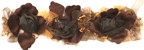 E5665 Brown Rose Floral Stretchy Sewing Trim