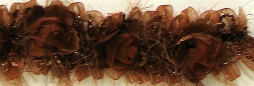 E5665 Chocolate Brown Rose Floral Stretchy Sewing Trim