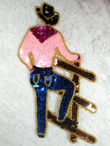LC1427 Cowboy Western Country Rodeo Beaded Sequin Applique 7.5