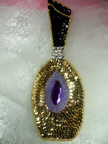 LC1549 Perfume Bottle MultiColor Beaded Sequin Applique 8.25
