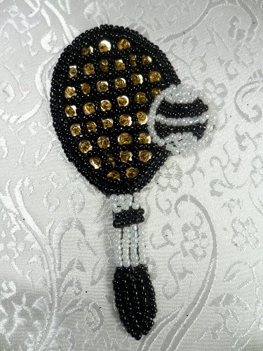 LC1553 Multicolor Tennis Racket Beaded  Applique 3.75