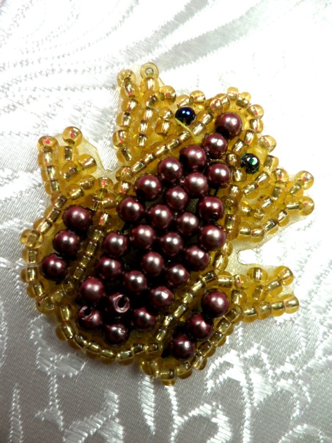 Frog Applique Beaded Patch Motif Purple Self Adhesive 1.25 (LC1776)