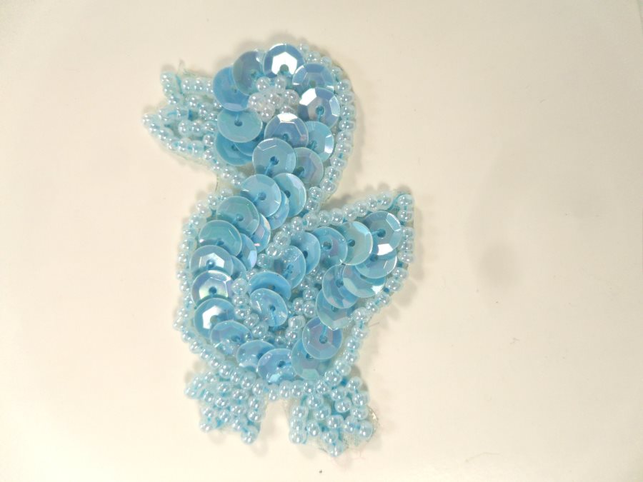 Duck Applique Beaded Sequin Patch Blue 2 (LC1797)