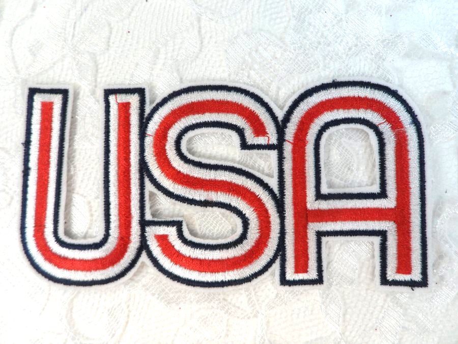LC1821 Patriotic USA Embroidered Iron on Applique 4.75