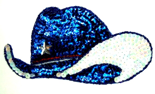 LC276  Western Rodeo Cowboy Sheriff's Hat Sequin Beaded Applique  7