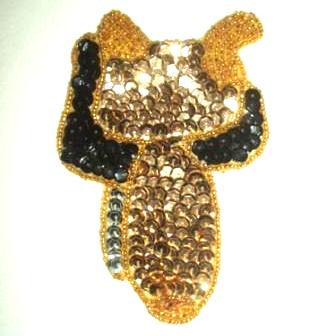 LC378  Gold Saddle Sequin Beaded Applique