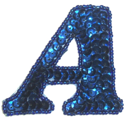 LC527  Letter  ( A ) Sequin Beaded Applique 2.25