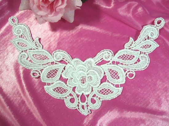 F24  White Yoke Collar  Venise Lace Applique 9