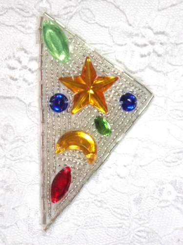 MA82 Silver Beaded Jewel Applique  2