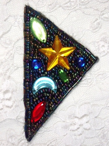 MA82 Black AB Beaded Jewel Hair Bow / Brooch / Applique  2