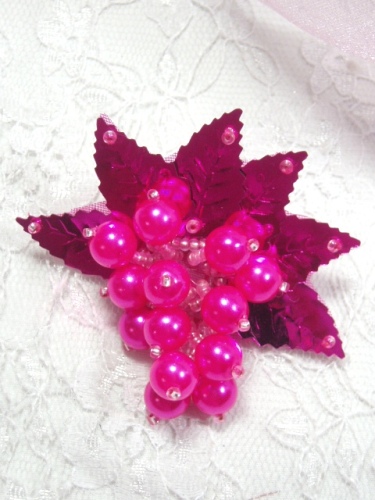 MA269 Fuchsia Leaf Dangle Earring / Brooch / Hair Bow / Applique 2.5