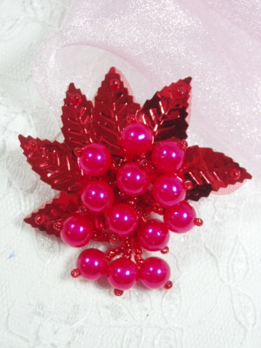 MA269 Red Leaf Dangle Earring / Brooch / Hair Bow / Applique 2.5