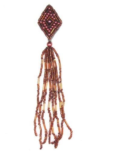 MA64 Bronze Beaded Dangle Earrings / Applique 5.5